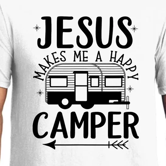 Funny Jesus Makes Me A Happy Camper Pajama Set