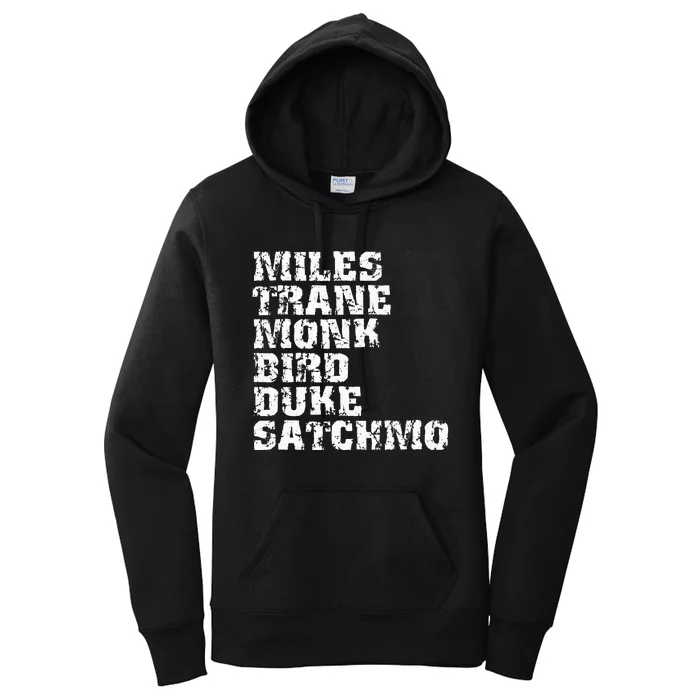 Famous Jazz Miles Coltrane Monk Parker Ellington List Women's Pullover Hoodie