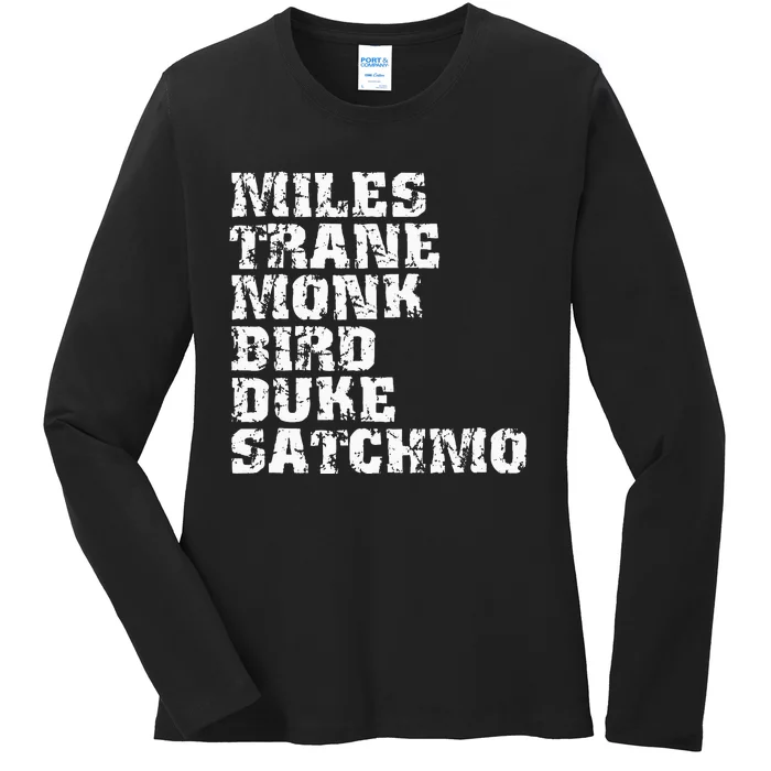 Famous Jazz Miles Coltrane Monk Parker Ellington List Ladies Long Sleeve Shirt