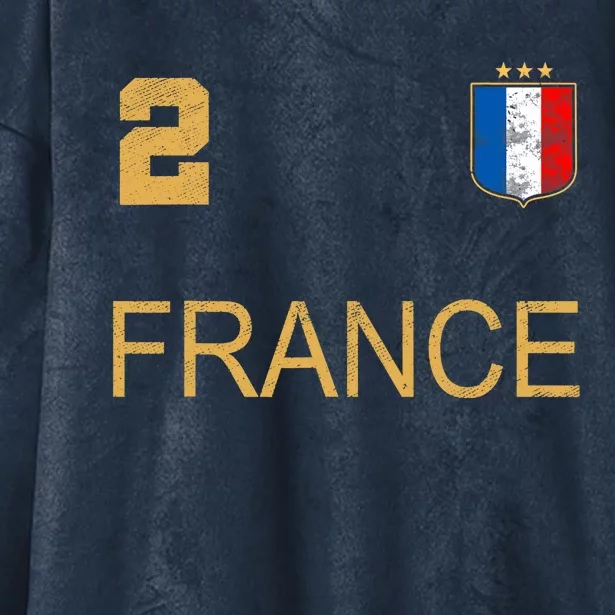 France Jersey Number Two Soccer French Flag Futebol Fans Hooded Wearable Blanket