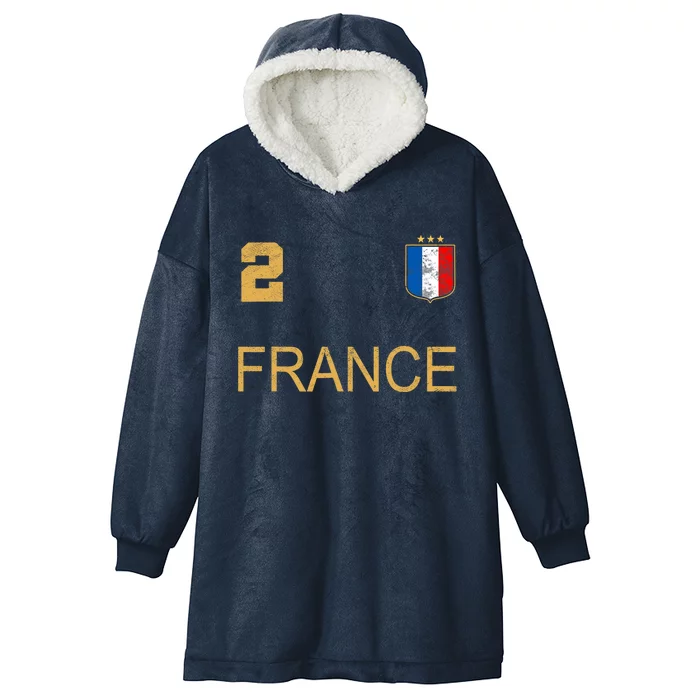 France Jersey Number Two Soccer French Flag Futebol Fans Hooded Wearable Blanket