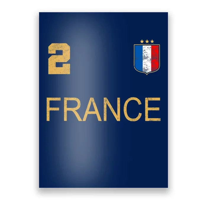 France Jersey Number Two Soccer French Flag Futebol Fans Poster