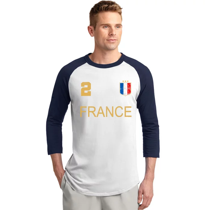 France Jersey Number Two Soccer French Flag Futebol Fans Baseball Sleeve Shirt