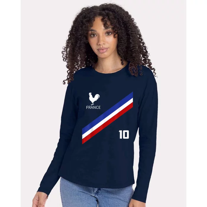 France Jersey Number Ten Soccer French Futbol Club Womens Cotton Relaxed Long Sleeve T-Shirt