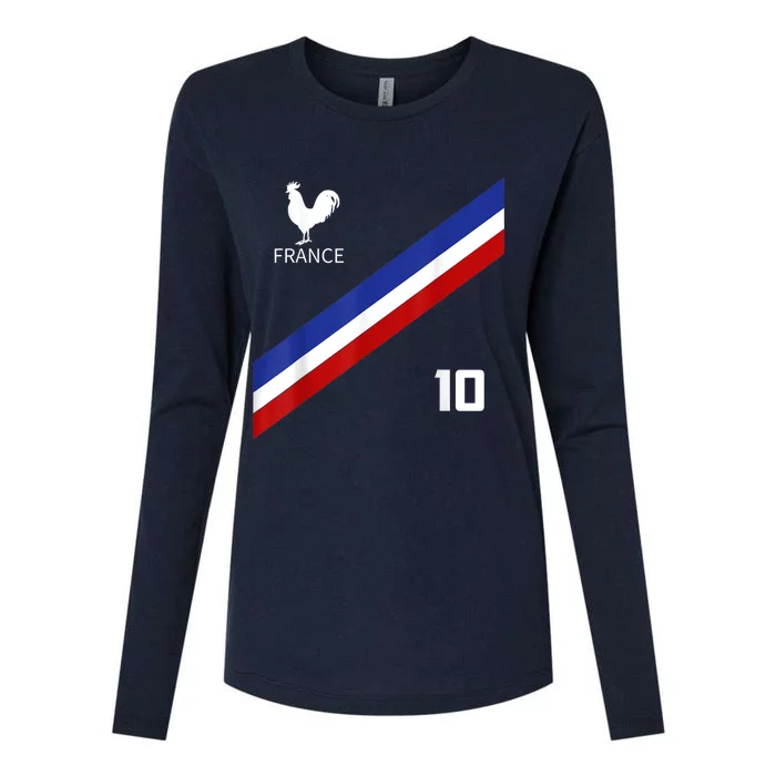 France Jersey Number Ten Soccer French Futbol Club Womens Cotton Relaxed Long Sleeve T-Shirt