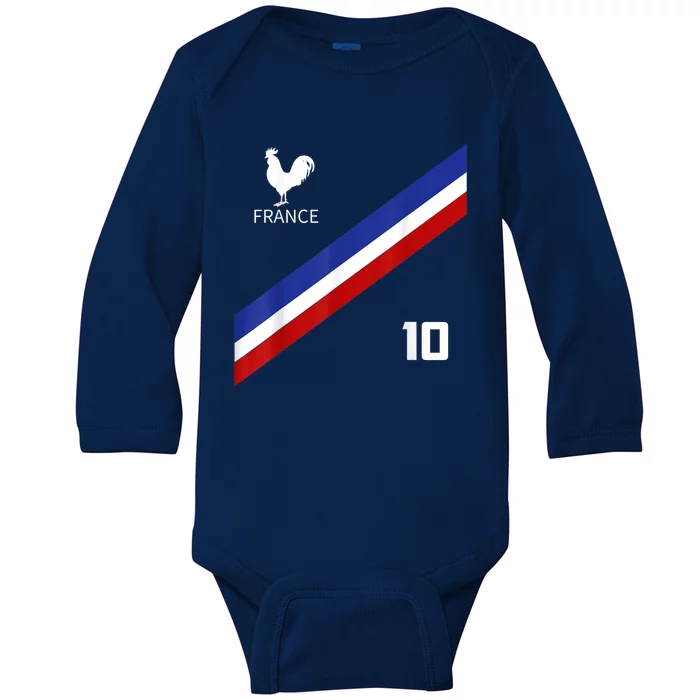 France Jersey Number Ten Soccer French Futbol Club Baby Long Sleeve Bodysuit