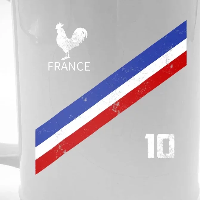 France Jersey Number Ten Soccer French Flag Futebol Fans Front & Back Beer Stein