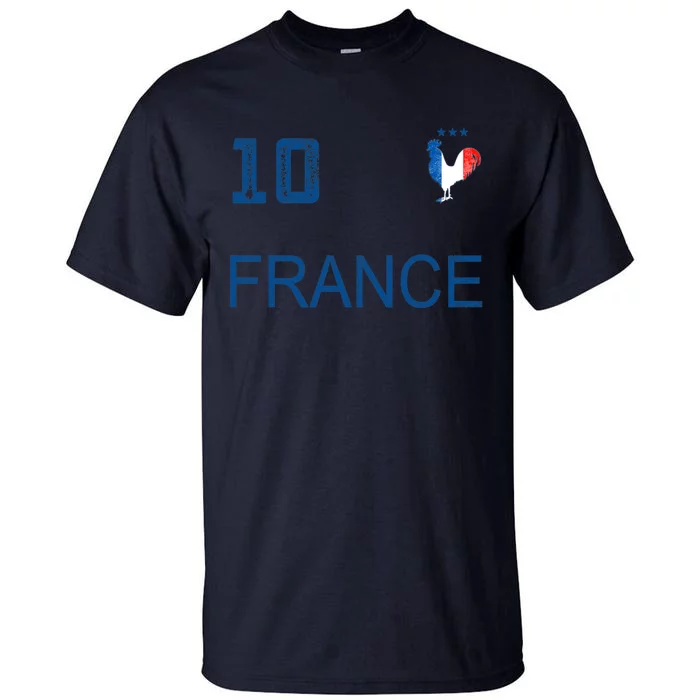 France Jersey Number Ten Soccer French Flag Futebol Fans Tall T-Shirt