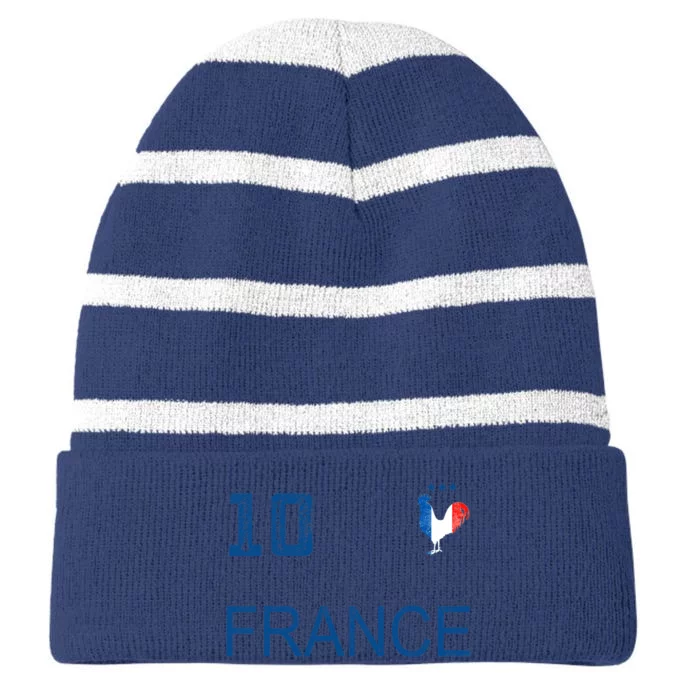 France Jersey Number Ten Soccer French Flag Futebol Fans Striped Beanie with Solid Band