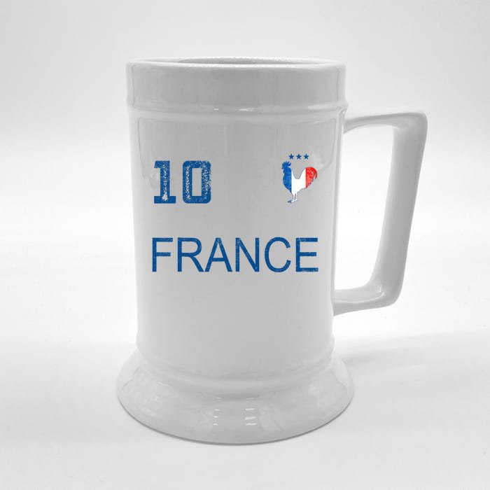 France Jersey Number Ten Soccer French Flag Futebol Fans Front & Back Beer Stein