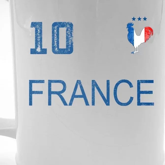 France Jersey Number Ten Soccer French Flag Futebol Fans Front & Back Beer Stein