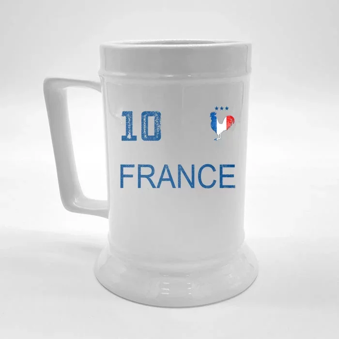 France Jersey Number Ten Soccer French Flag Futebol Fans Front & Back Beer Stein