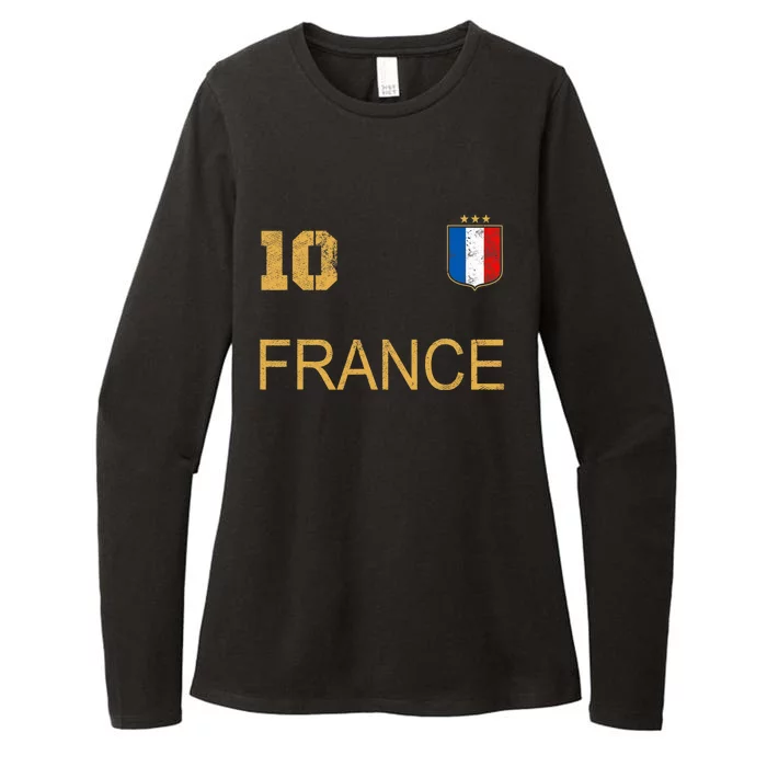 France Jersey Number Ten Soccer French Flag Futebol Fans Womens CVC Long Sleeve Shirt