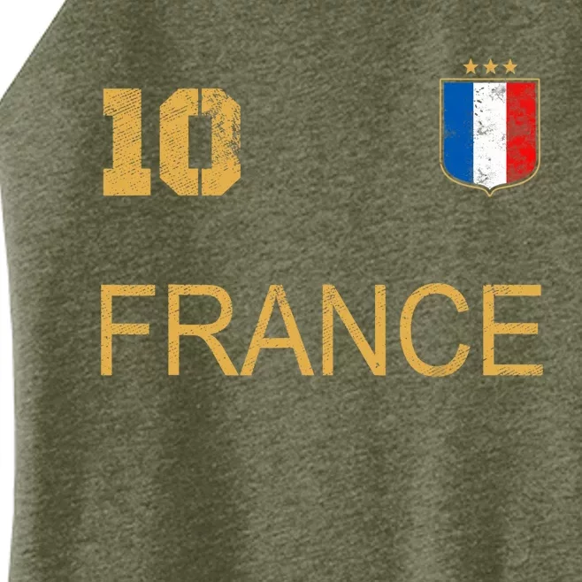 France Jersey Number Ten Soccer French Flag Futebol Fans Women’s Perfect Tri Rocker Tank