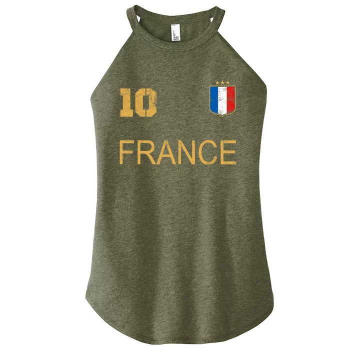 France Jersey Number Ten Soccer French Flag Futebol Fans Women’s Perfect Tri Rocker Tank