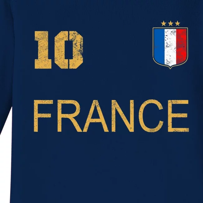 France Jersey Number Ten Soccer French Flag Futebol Fans Baby Long Sleeve Bodysuit