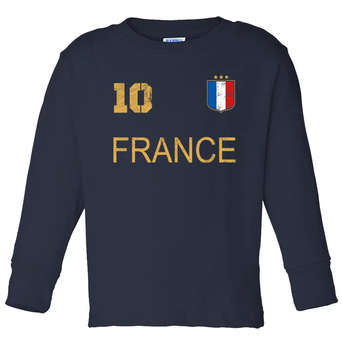 France Jersey Number Ten Soccer French Flag Futebol Fans Toddler Long Sleeve Shirt