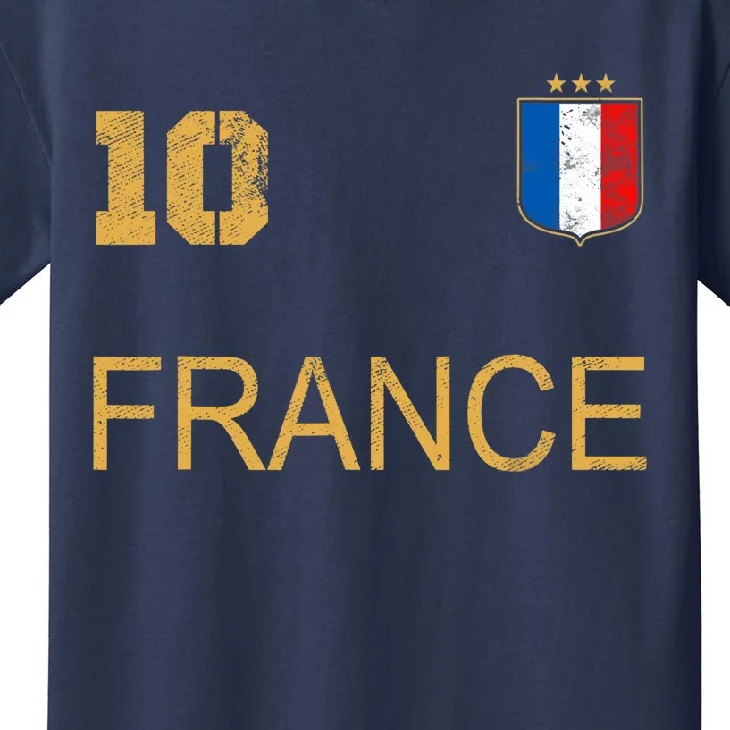 France Jersey Number Ten Soccer French Flag Futebol Fans Kids T-Shirt