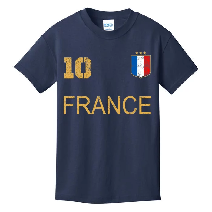 France Jersey Number Ten Soccer French Flag Futebol Fans Kids T-Shirt