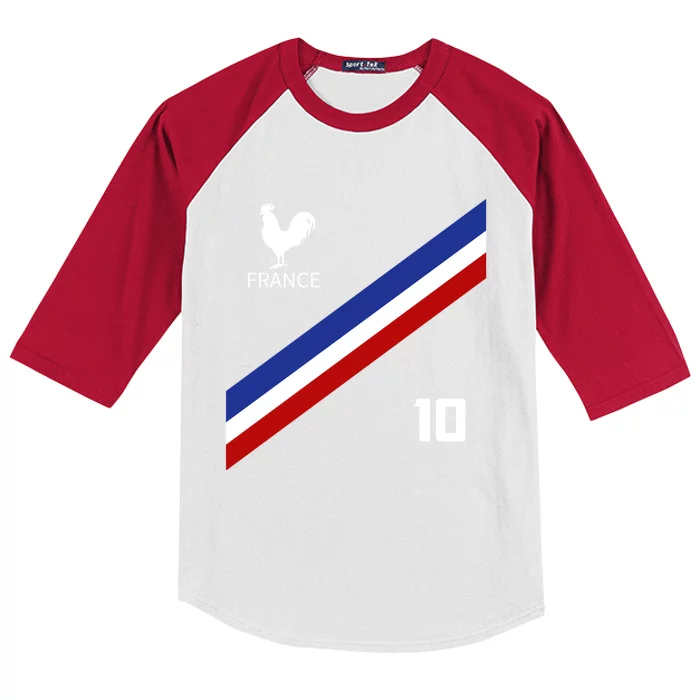 France Jersey Number Ten Soccer French Futbol Club Kids Colorblock Raglan Jersey