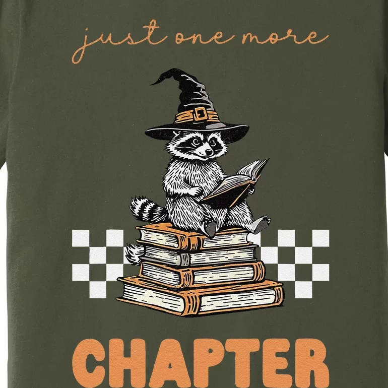 Funny Just One More Chapter Racoon Halloween Book Lover Premium T-Shirt