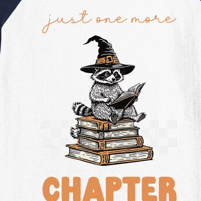 Funny Just One More Chapter Racoon Halloween Book Lover Baseball Sleeve Shirt