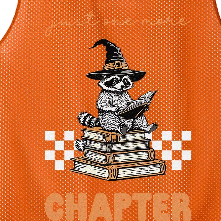 Funny Just One More Chapter Racoon Halloween Book Lover Mesh Reversible Basketball Jersey Tank