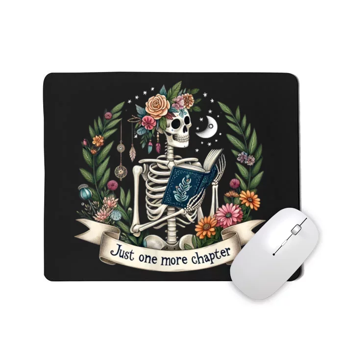 Funny Just One More Chapter Floral Book Lover Reading Design Mousepad