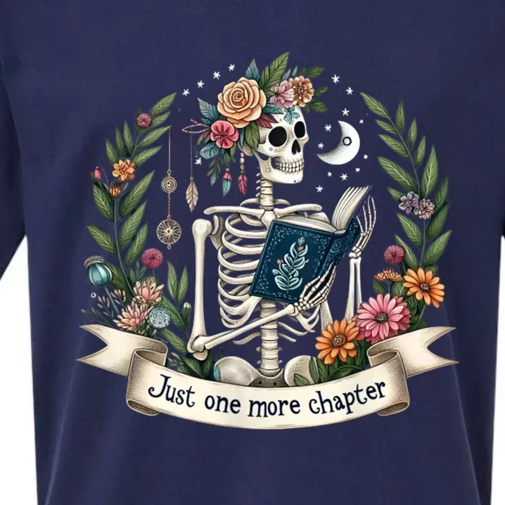 Funny Just One More Chapter Floral Book Lover Reading Design Sueded Cloud Jersey T-Shirt