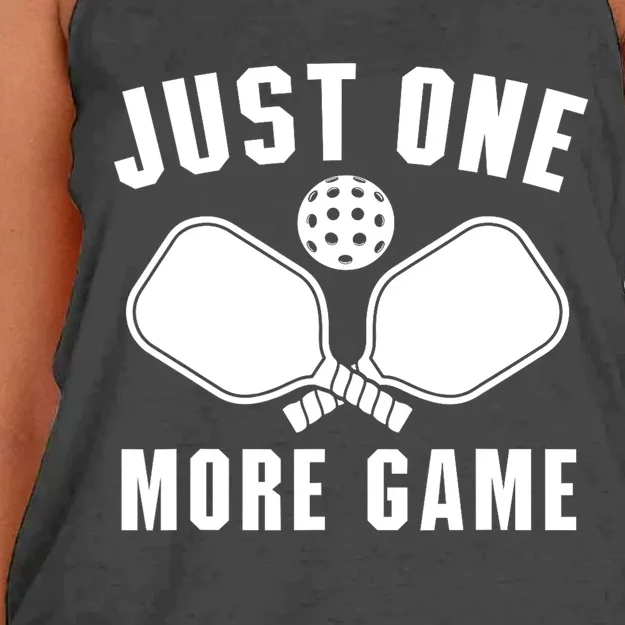 Funny Just One More Game Pickleball Player Gift Pickleballers Women's Knotted Racerback Tank