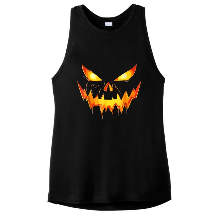 Funny Jack O Lantern Face Pumpkin Scary Halloween Gift Ladies Tri-Blend Wicking Tank