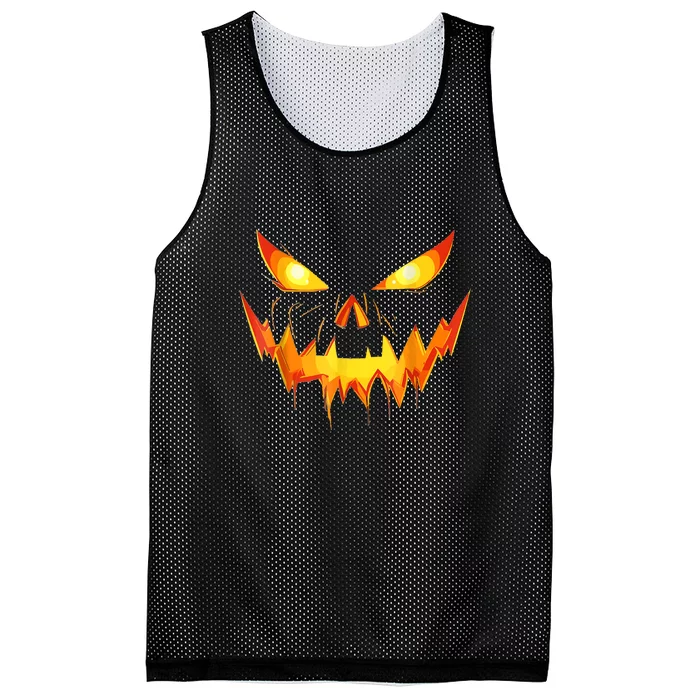 Funny Jack O Lantern Face Pumpkin Scary Halloween Gift Mesh Reversible Basketball Jersey Tank