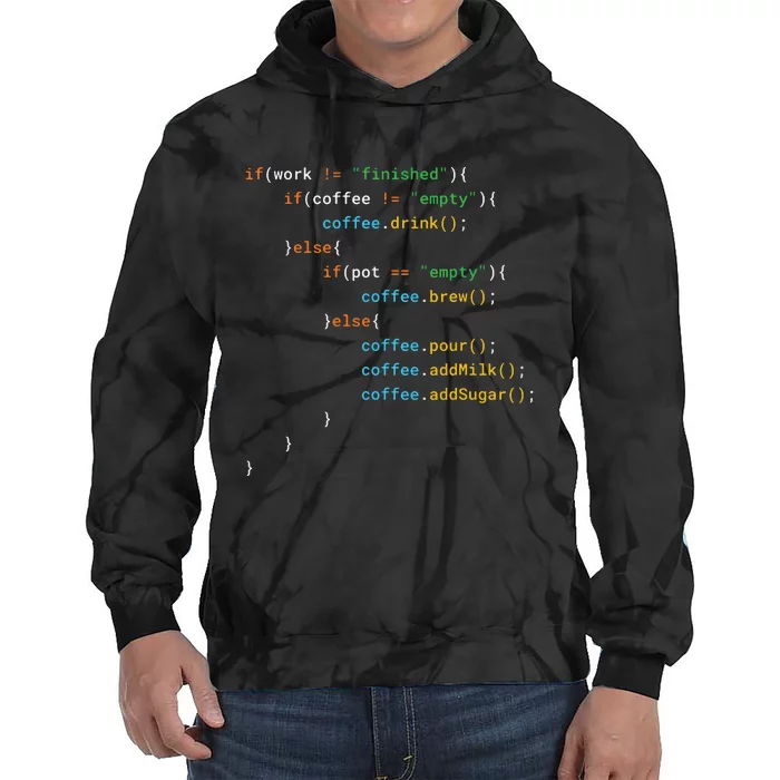 Funny Java Programmer Coffee Coding Gift For Coders Tie Dye Hoodie