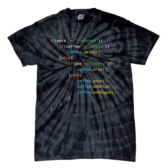 Funny Java Programmer Coffee Coding Gift For Coders Tie-Dye T-Shirt