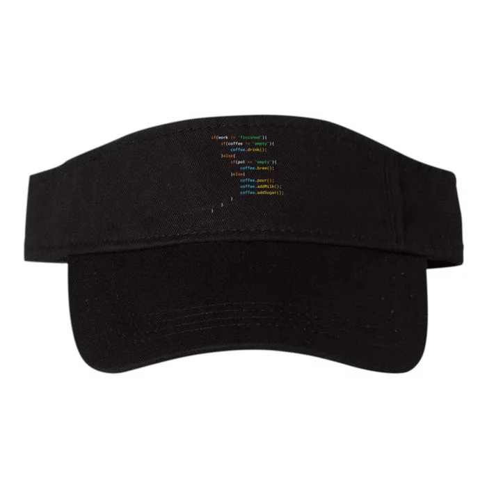 Funny Java Programmer Coffee Coding Gift For Coders Valucap Bio-Washed Visor