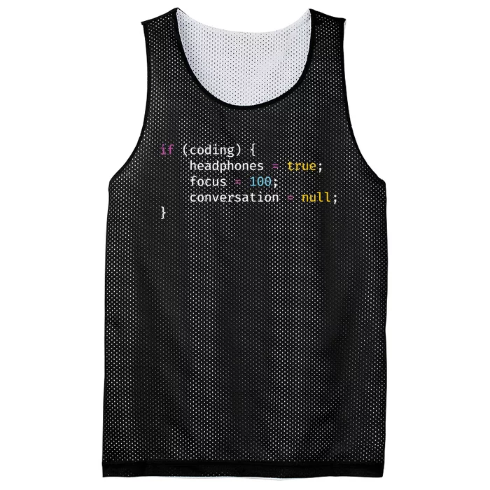 Funny Joke Programming If Coding Headphones Focus Mesh Reversible Basketball Jersey Tank