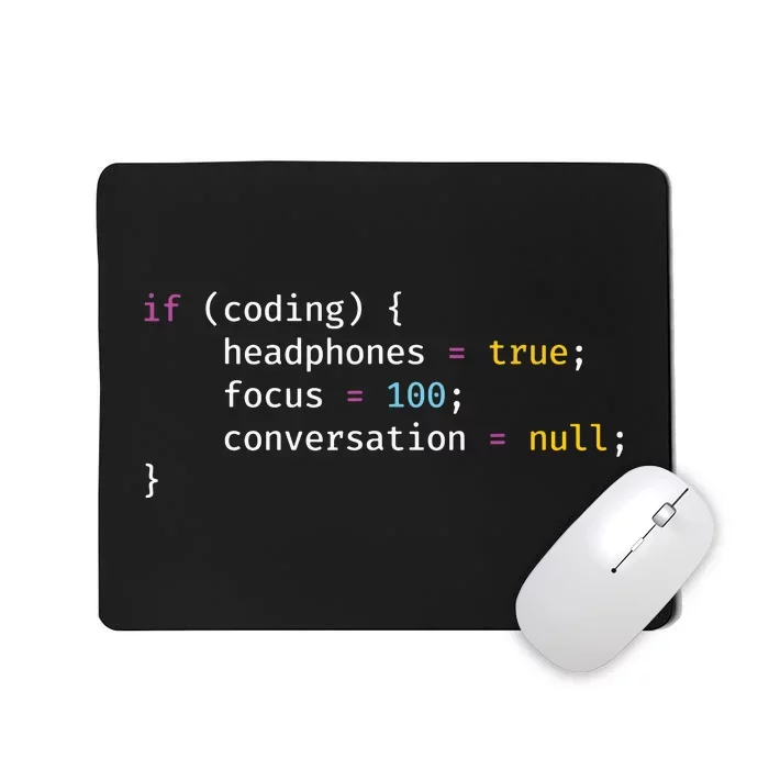 Funny Joke Programming If Coding Headphones Focus Mousepad