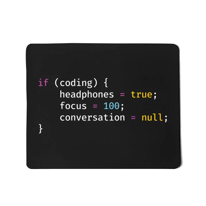 Funny Joke Programming If Coding Headphones Focus Mousepad