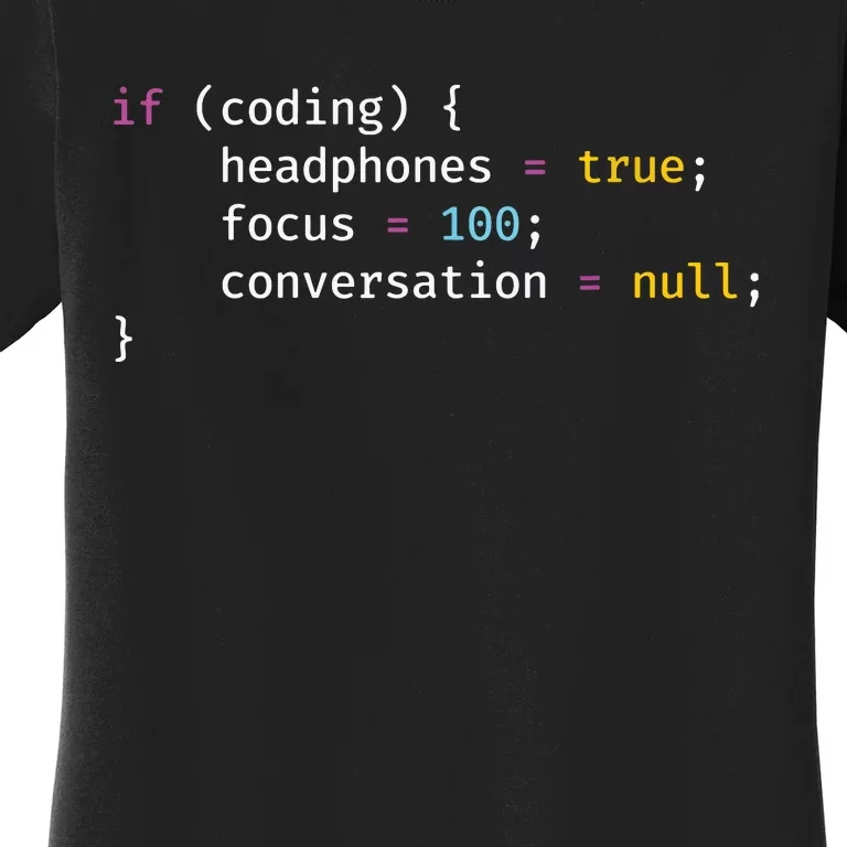 Funny Joke Programming If Coding Headphones Focus Women's T-Shirt