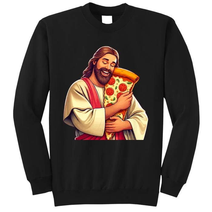 Funny Jesus Pizza Lover Christian Humor Pizza Joke Tall Sweatshirt