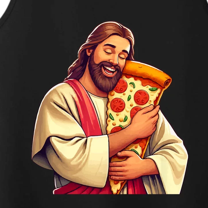 Funny Jesus Pizza Lover Christian Humor Pizza Joke Performance Tank