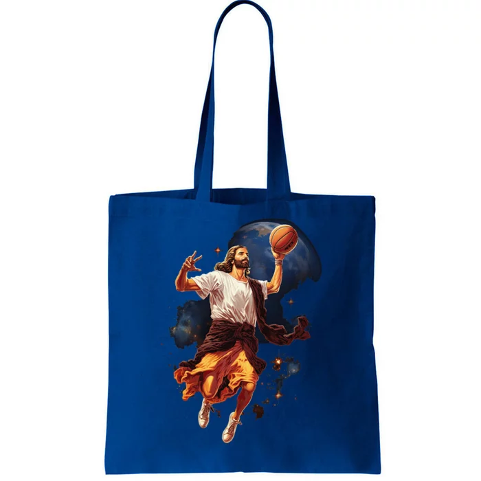 Funny Jesus Playing Basketball Tote Bag