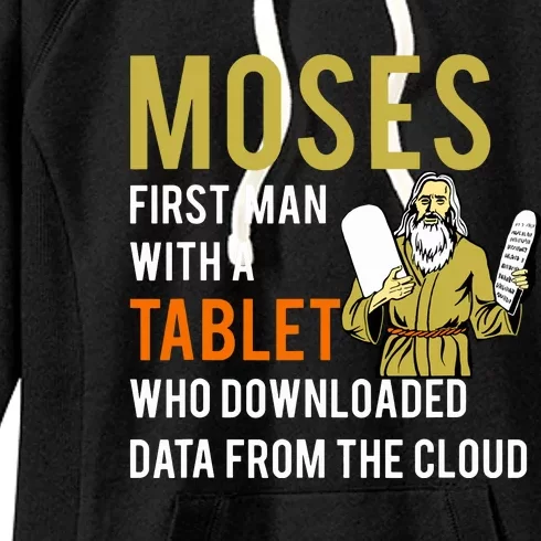 Funny Jewish Passover Moses Tablet Data Cloud Computing Women's Fleece Hoodie