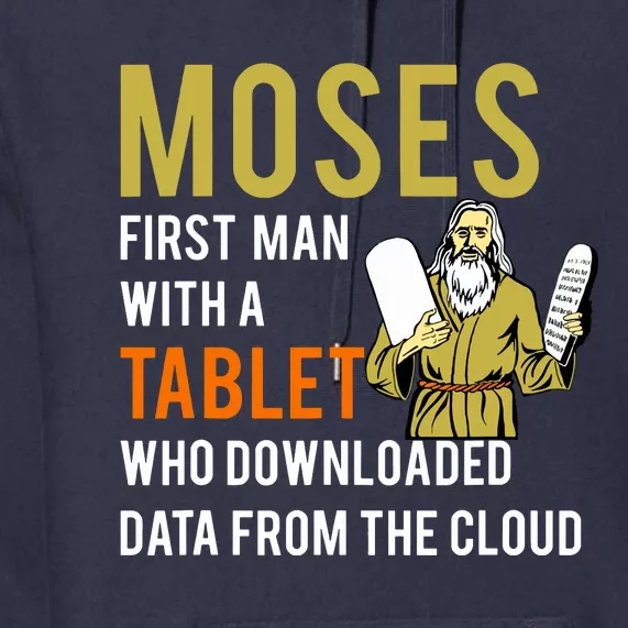 Funny Jewish Passover Moses Tablet Data Cloud Computing Premium Hoodie