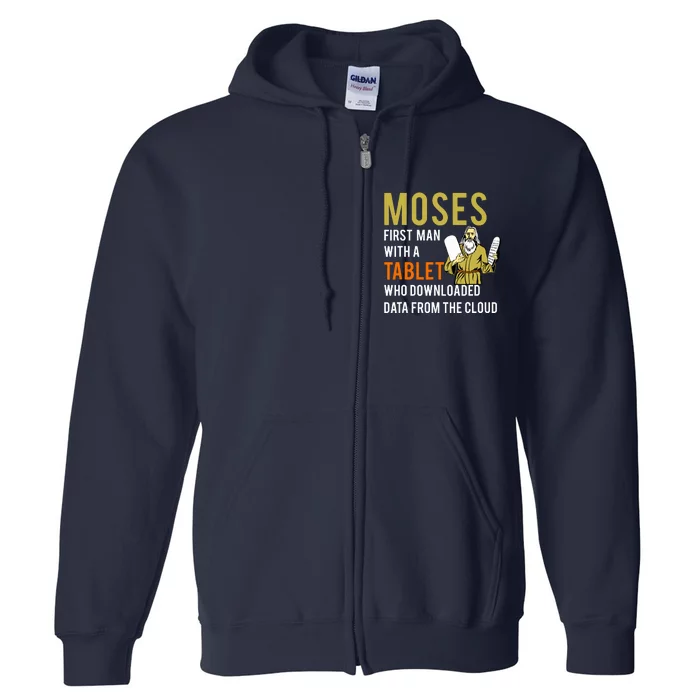 Funny Jewish Passover Moses Tablet Data Cloud Computing Full Zip Hoodie