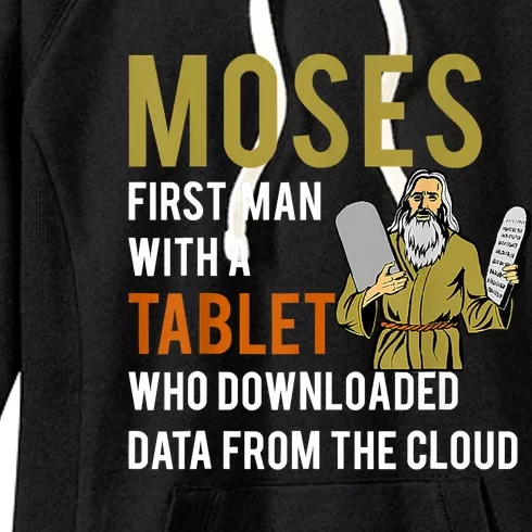 Funny Jewish Passover Moses Tablet Data Cloud Computing Women's Fleece Hoodie