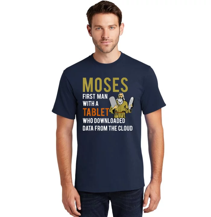 Funny Jewish Passover Moses Tablet Data Cloud Computing Tall T-Shirt