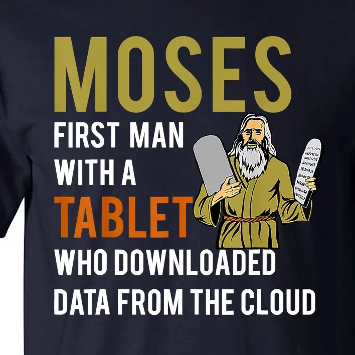 Funny Jewish Passover Moses Tablet Data Cloud Computing Tall T-Shirt