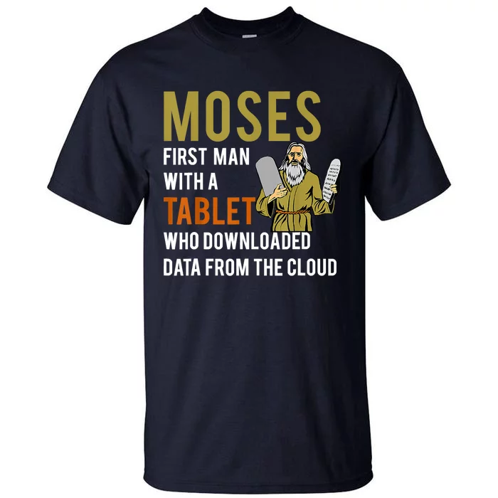 Funny Jewish Passover Moses Tablet Data Cloud Computing Tall T-Shirt