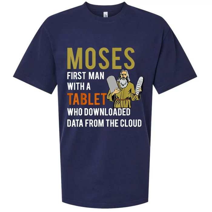 Funny Jewish Passover Moses Tablet Data Cloud Computing Sueded Cloud Jersey T-Shirt